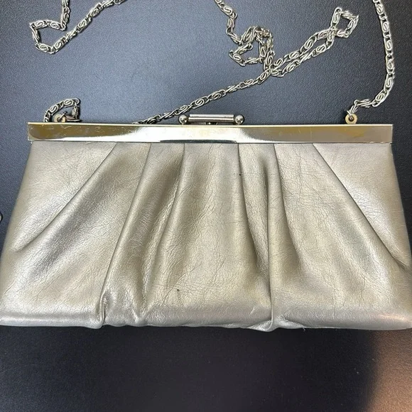 Gunne Sax Evening Purses Bundle Black Velvet and Pleated Silver Lamay Clutch Bag